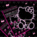 Cute Pink Black Shiny Kitty Cat Theme 🎀 Apk