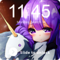 Unicorn Purple Glitter Little Girl Screen Lock Apk